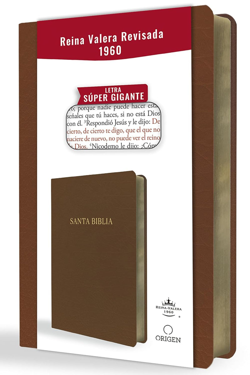 Cargue la imagen en el visor de la galería, Biblia ultrafina RVR 1960, Letra Súper Gigante, símil piel café
