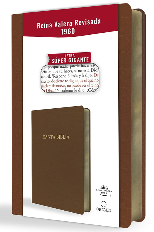 Biblia ultrafina RVR 1960, Letra Súper Gigante, símil piel café
