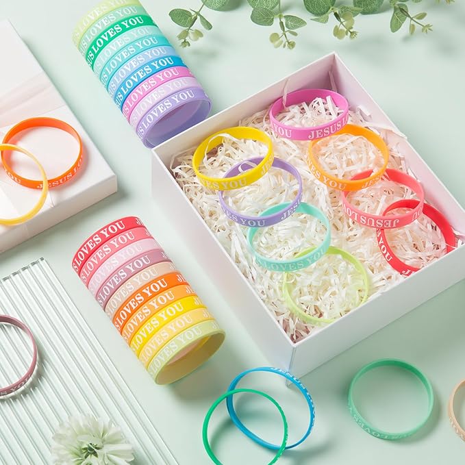 Cargue la imagen en el visor de la galería, Pulsera de goma JESUS LOVES YOU (Color Variado)
