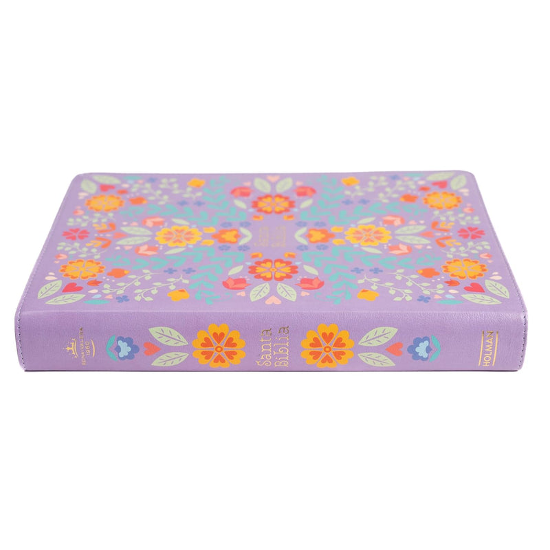 Cargue la imagen en el visor de la galería, Biblia RVR 1960 Letra Gigante, símil piel lila floreada
