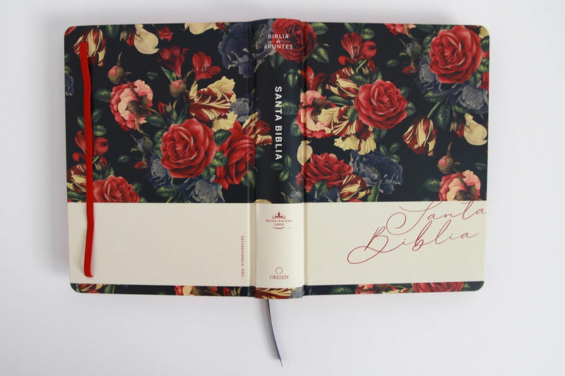 Cargue la imagen en el visor de la galería, Biblia de Apuntes RVR 1960, Tapa dura azul oscuro con flores
