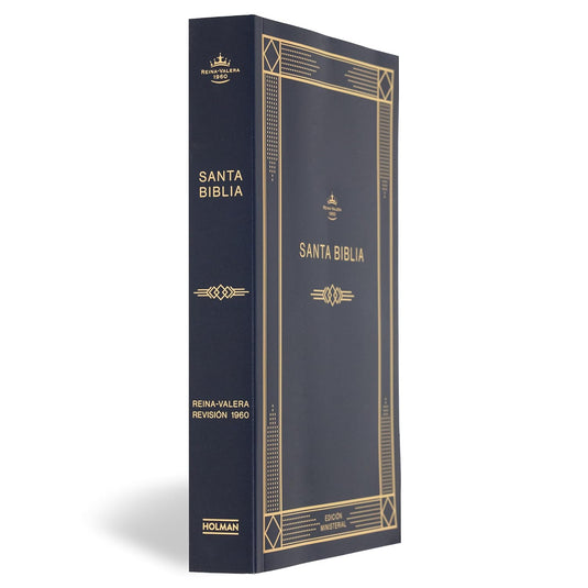 Biblia RVR 1960, Edición Ministerial, tapa rústica azul oscuro
