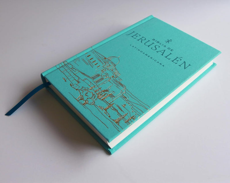 Cargue la imagen en el visor de la galería, Biblia de Jerusalén Latinoamericana, tapa dura/tela turquesa, edición de regalo
