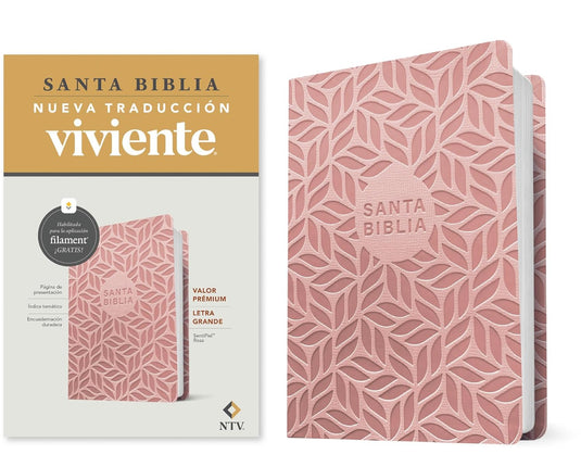 Biblia NTV con Filament valor premium, Letra Grande, SentiPiel rosa