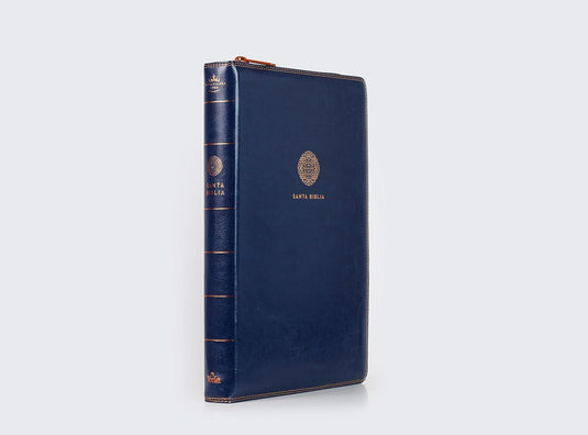Biblia RVR 1960, Letra Súper Gigante, Cierre zíper, imitación piel azul