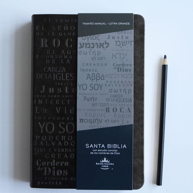 Cargue la imagen en el visor de la galería, Biblia RVR 1960, Letra Grande, Tamaño Manual, simil piel café con nombres de Dios
