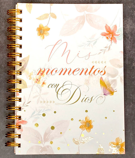 Libreta devocional de resortes Mis Momentos con Dios, tapa dura primaveral
