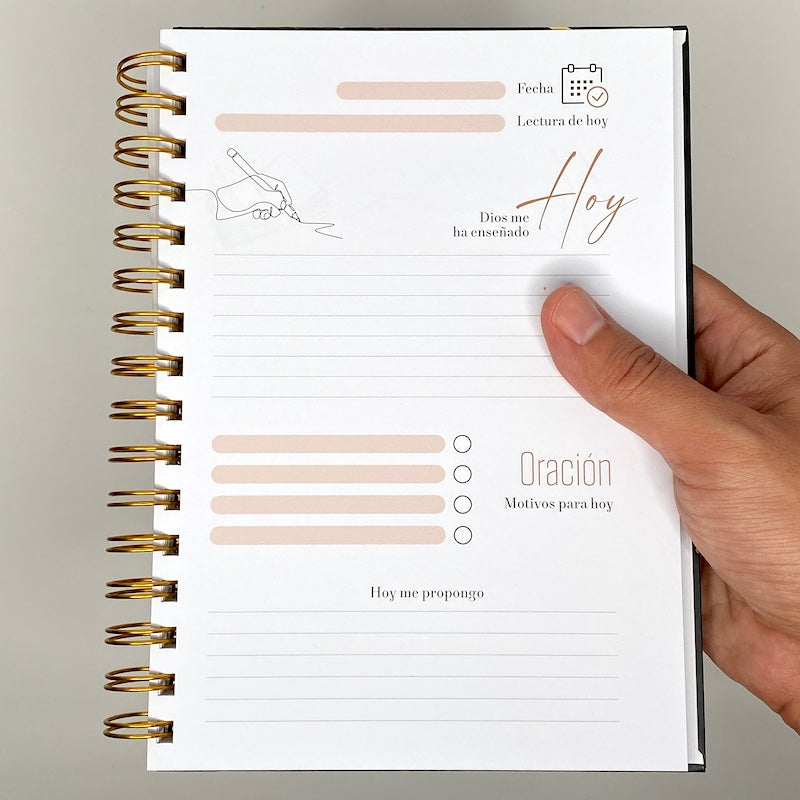 Cargue la imagen en el visor de la galería, Libreta devocional de resortes Mis Momentos con Dios, tapa dura león
