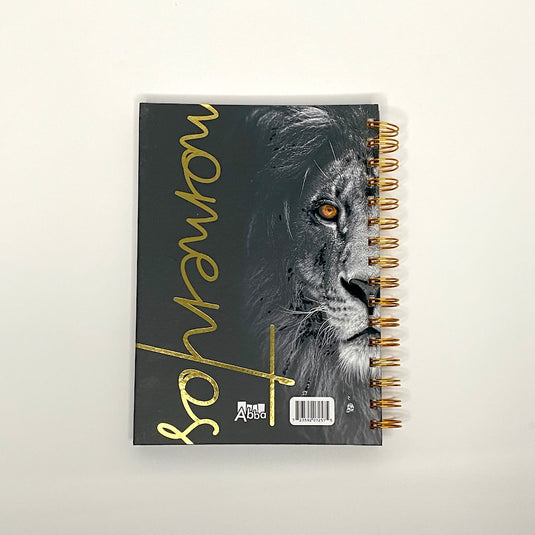 Libreta devocional de resortes Mis Momentos con Dios, tapa dura león