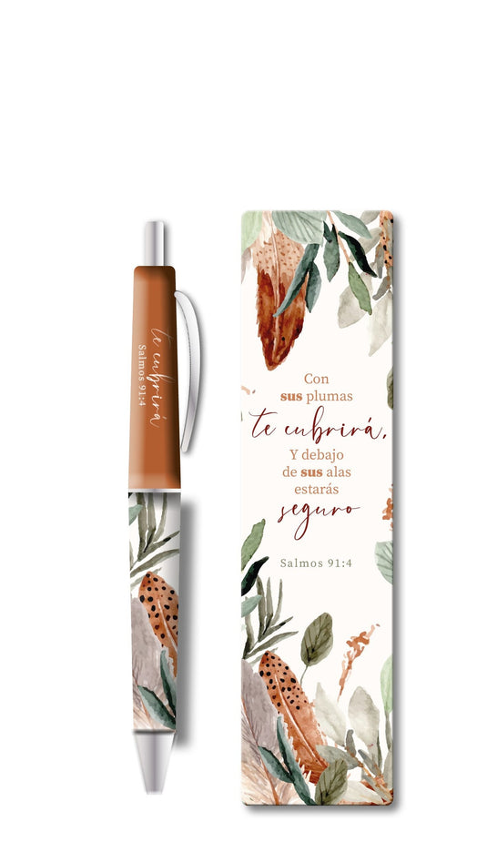 Set de lapicero con separador- Con sus plumas te cubrirá Salmos 91:4