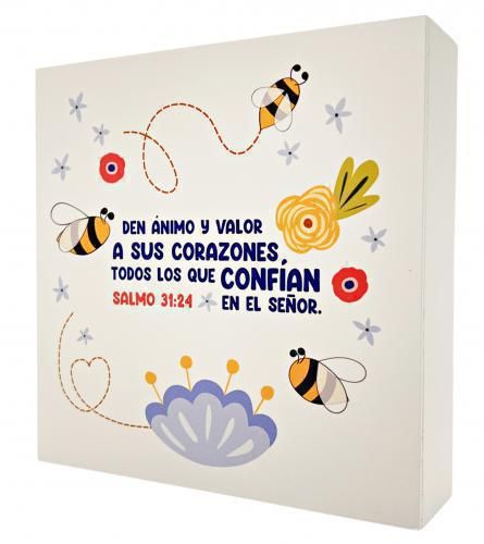 Cuadro de madera "Den ánimo y valor"