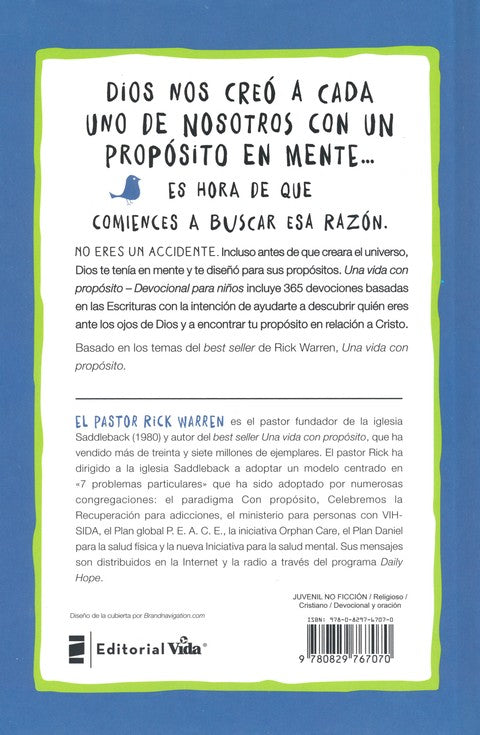 Una vida con propósito- Devocional para niños