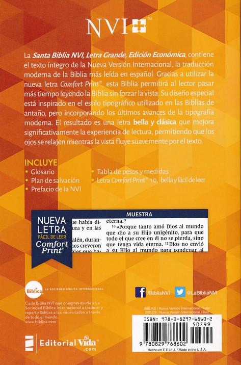 Biblia NVI, Revisión 2022, Edición económica, Letra grande, Tapa rústica