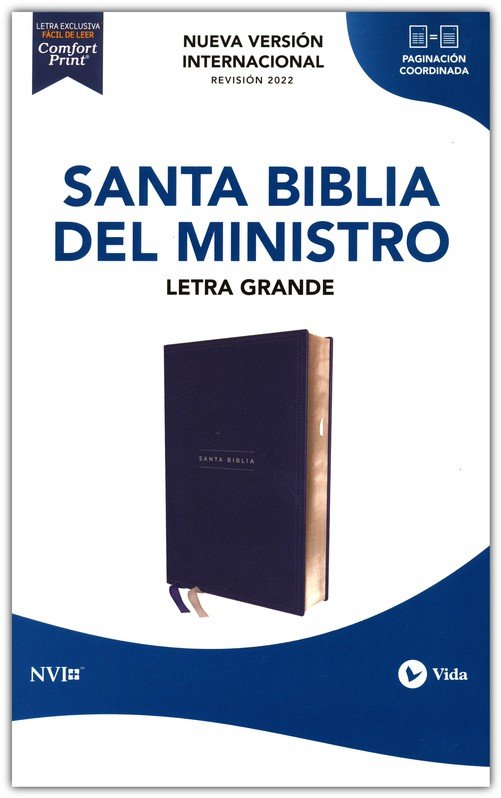 Cargue la imagen en el visor de la galería, Biblia del Ministro NVI, Revisión 2022, Letra Grande, con índice, Leathersoft Azul marino
