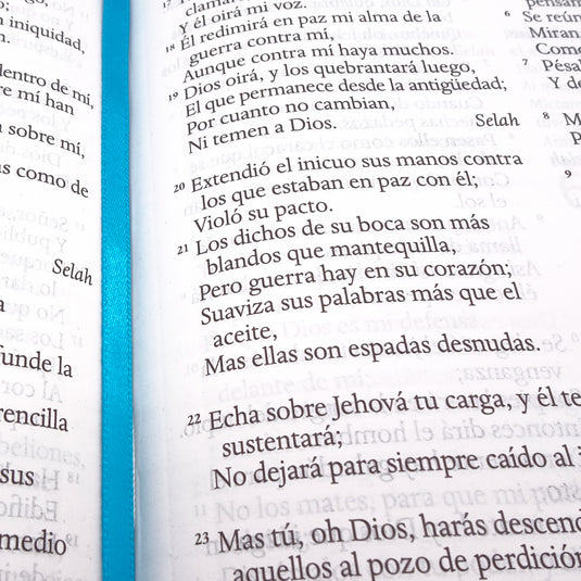 Biblia RVR 1960, Letra Grande, Tamaño Manual, símil piel azul