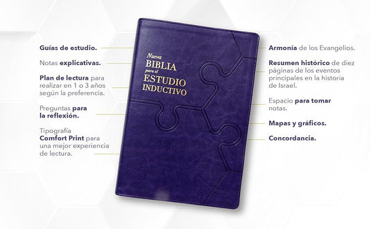 Biblia para el estudio inductivo NBLA, Interior a dos colores, imitación piel morado