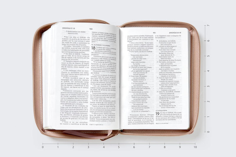 Cargue la imagen en el visor de la galería, Biblia de Bolsillo NBLA, Cierre zíper, imitación piel oro rosa
