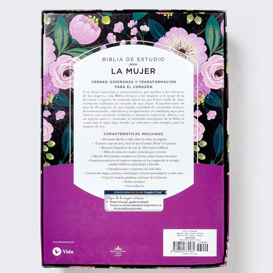Biblia de estudio para la mujer RVR 1960, Verdad, esperanza y transformación para el corazón, con índice, imitación piel Orquídea