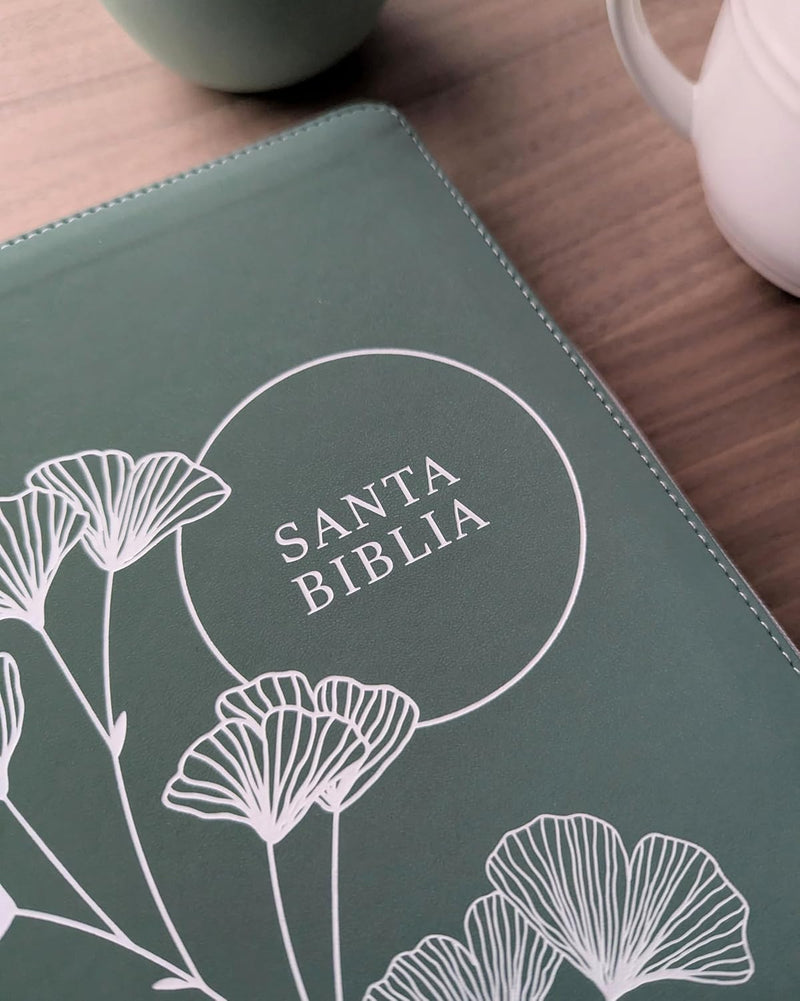 Cargue la imagen en el visor de la galería, Biblia de referencia en la columna central NTV con Filament, Letra grande, Cierre zíper, con índice, SentiPiel  verde
