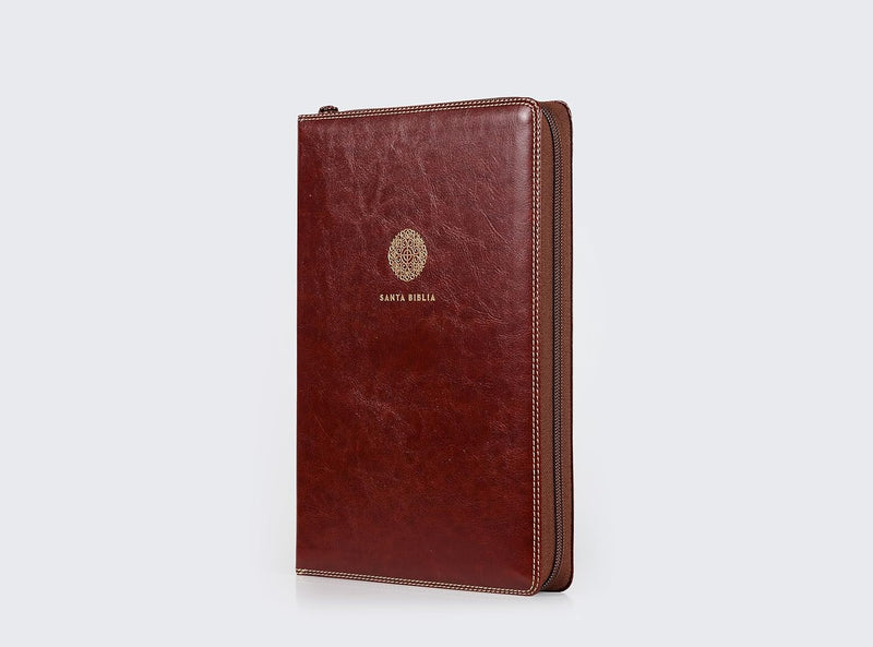 Cargue la imagen en el visor de la galería, Biblia RVR 1960, Letra Súper Gigante, Cierre zíper, imitación piel café
