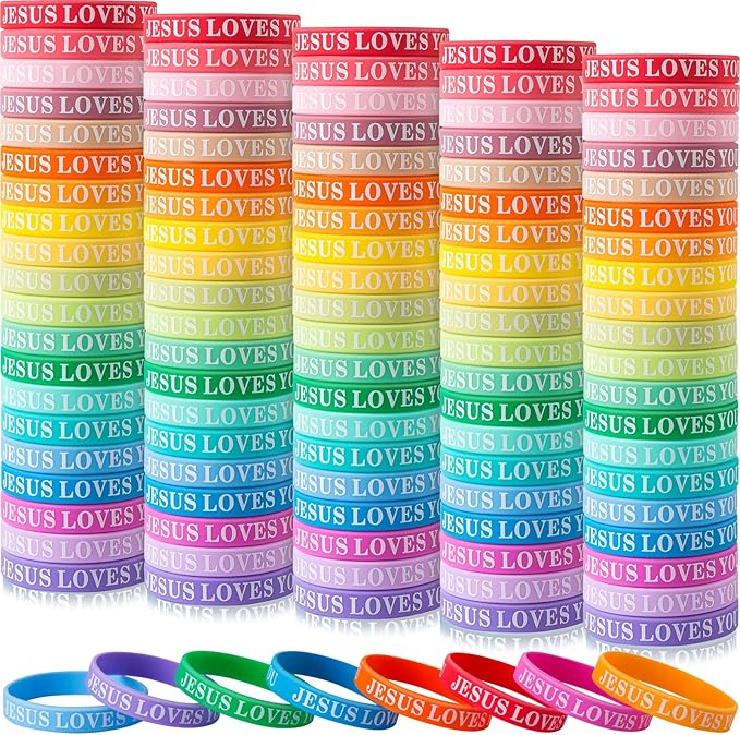 Cargue la imagen en el visor de la galería, Pulsera de goma JESUS LOVES YOU (Color Variado)
