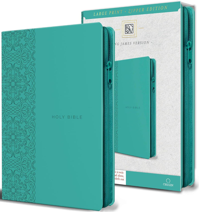 Cargue la imagen en el visor de la galería, KJV Holy Bible, Large Print, Zipper, Aquamarine Premium Imitation Leather (Biblia en inglés)

