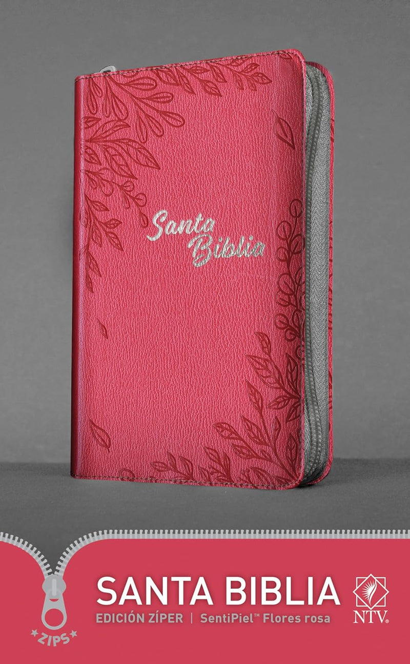 Cargue la imagen en el visor de la galería, Santa Biblia NTV, Edición zíper (SentiPiel Flores rosa)
