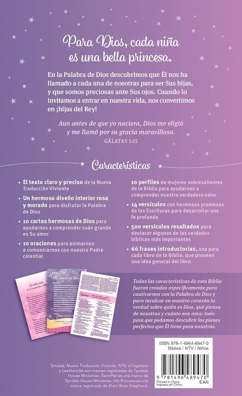 Cargue la imagen en el visor de la galería, Biblia Mi bella princesa NTV, SentiPiel violeta brillante
