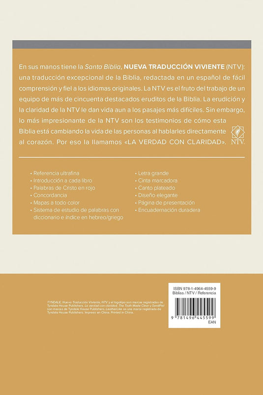 Biblia NTV, Ultrafina, con índice, Letra Grande, Sentipiel azul