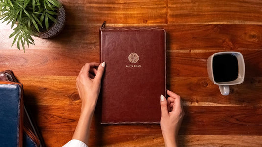 Biblia RVR 1960, Letra Súper Gigante, Cierre zíper, imitación piel café