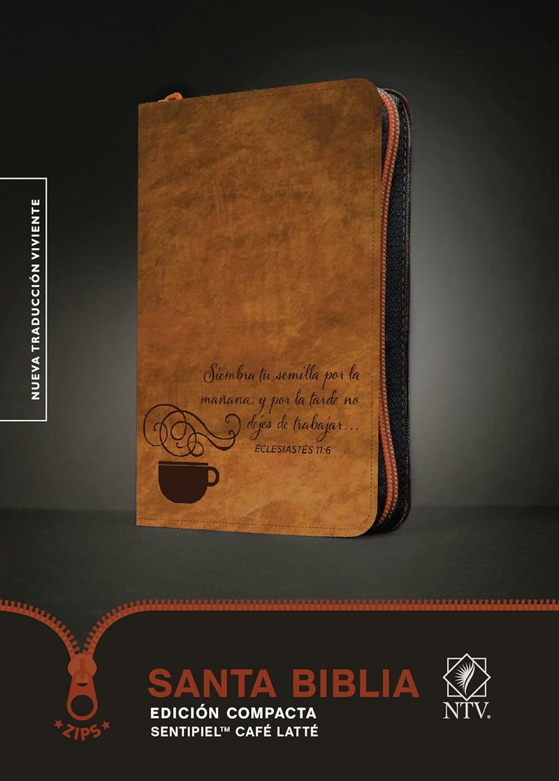 Cargue la imagen en el visor de la galería, Santa Biblia NTV, Edición compacta con zíper (SentiPiel Café latte)
