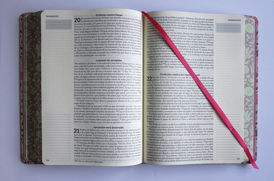 Biblia de apuntes RVR 1960, Tapa dura rosada con flores