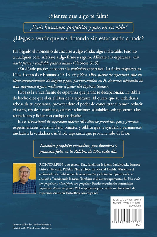 Devocional de esperanza diaria: 365 días de propósito, paz y promesa