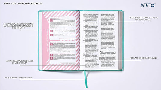 Biblia de la Mamá Ocupada NVI, imitación piel turquesa