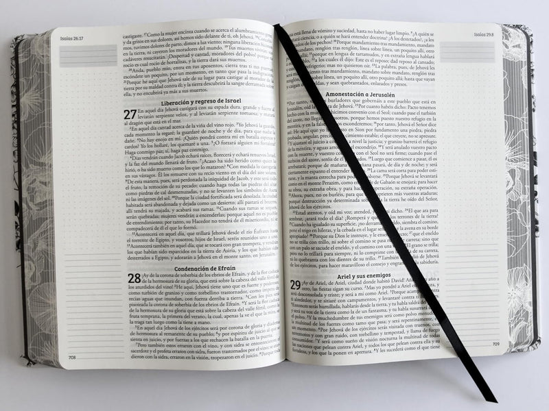 Cargue la imagen en el visor de la galería, Biblia de Apuntes RVR 1960, Tapa dura blanca con negro con flores
