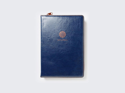 Biblia RVR 1960, Letra Súper Gigante, Cierre zíper, imitación piel azul