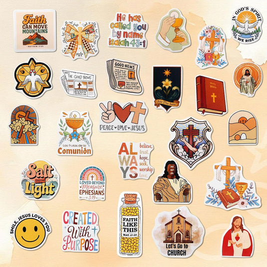 Paquete de 5 stickers cristianos (Diseño variado)