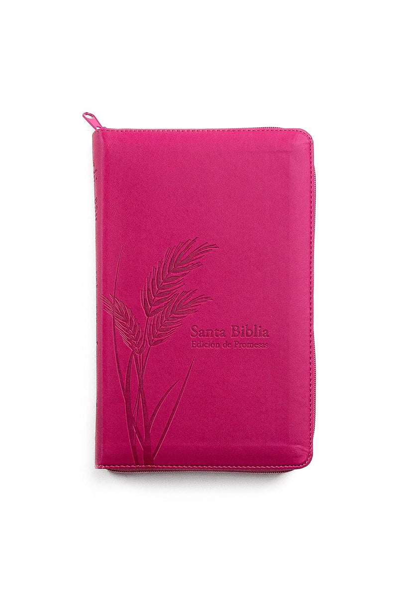 Cargue la imagen en el visor de la galería, Biblia de Promesas RVR 1960, Tamaño Manual, Cierre zíper, Letra Grande, piel especial fucsia

