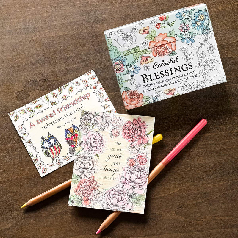 Cargue la imagen en el visor de la galería, Paquete de 44 tarjetas para colorear "Colorful Blessings"
