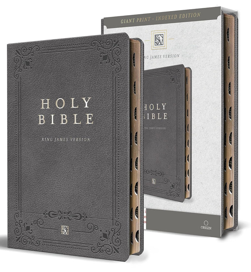 Cargue la imagen en el visor de la galería, KJV Holy Bible, Giant Print,  Index, Gray Premium Imitation Leather (Biblia en inglés)
