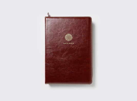 Biblia RVR 1960, Letra Súper Gigante, Cierre zíper, imitación piel café