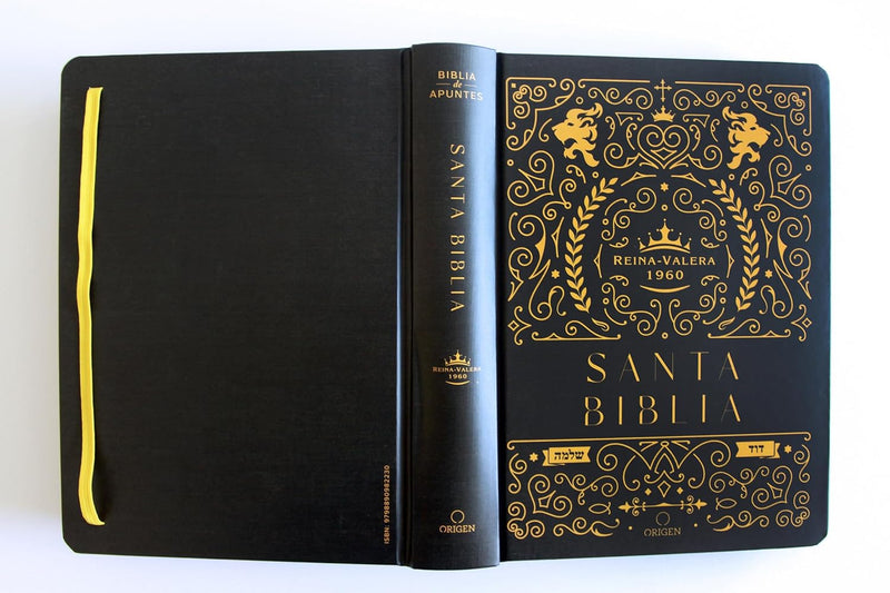 Cargue la imagen en el visor de la galería, Biblia de Apuntes RVR 1960, Tapa dura negra con oro

