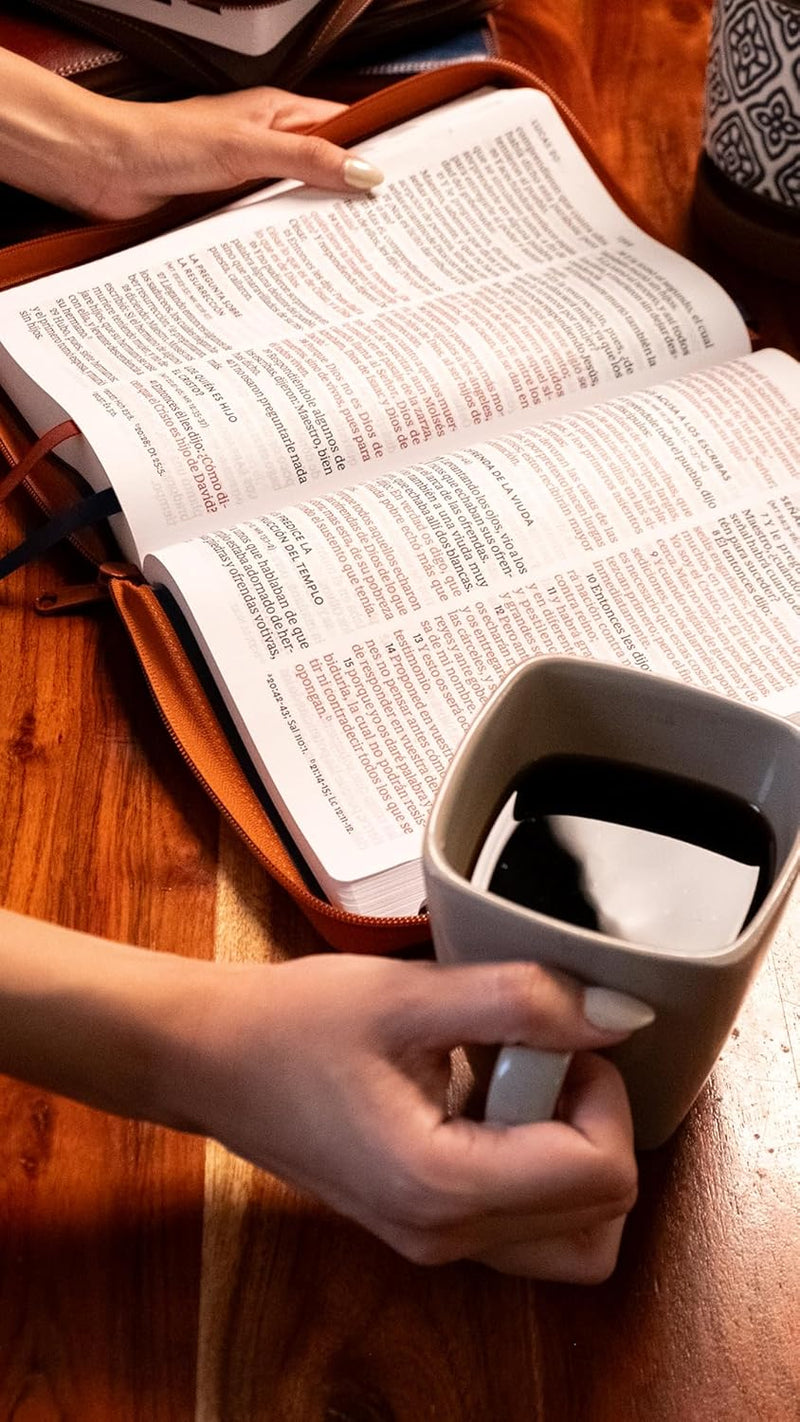 Cargue la imagen en el visor de la galería, Biblia RVR 1960, Letra Súper Gigante, Cierre zíper, imitación piel café
