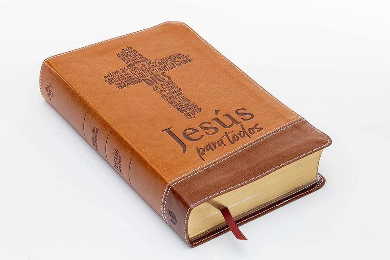 Cargue la imagen en el visor de la galería, Biblia de Promesas RVR 1960, Jesús para todos, Tamaño Manual, Letra Grande, piel especial café
