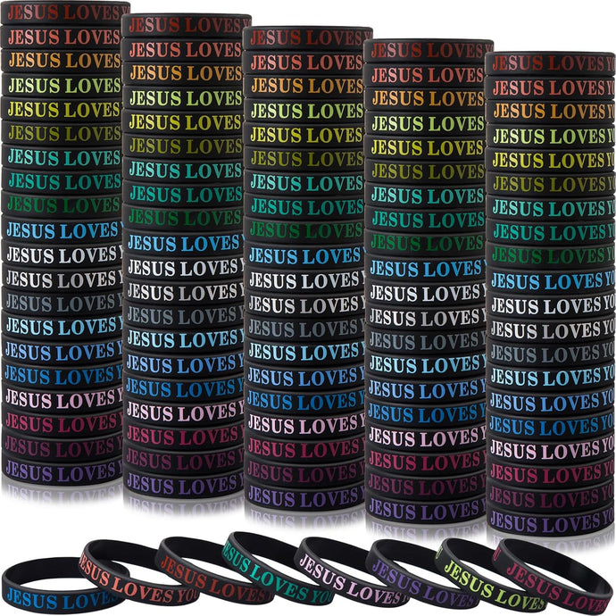 Pulsera de goma Negra JESUS LOVES YOU (Color Variado)