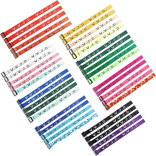Cargue la imagen en el visor de la galería, Pulsera WWJD tela (Color Variado)
