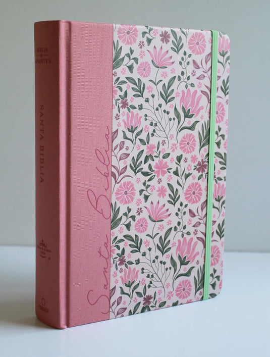 Biblia de apuntes RVR 1960, Tapa dura rosada con flores