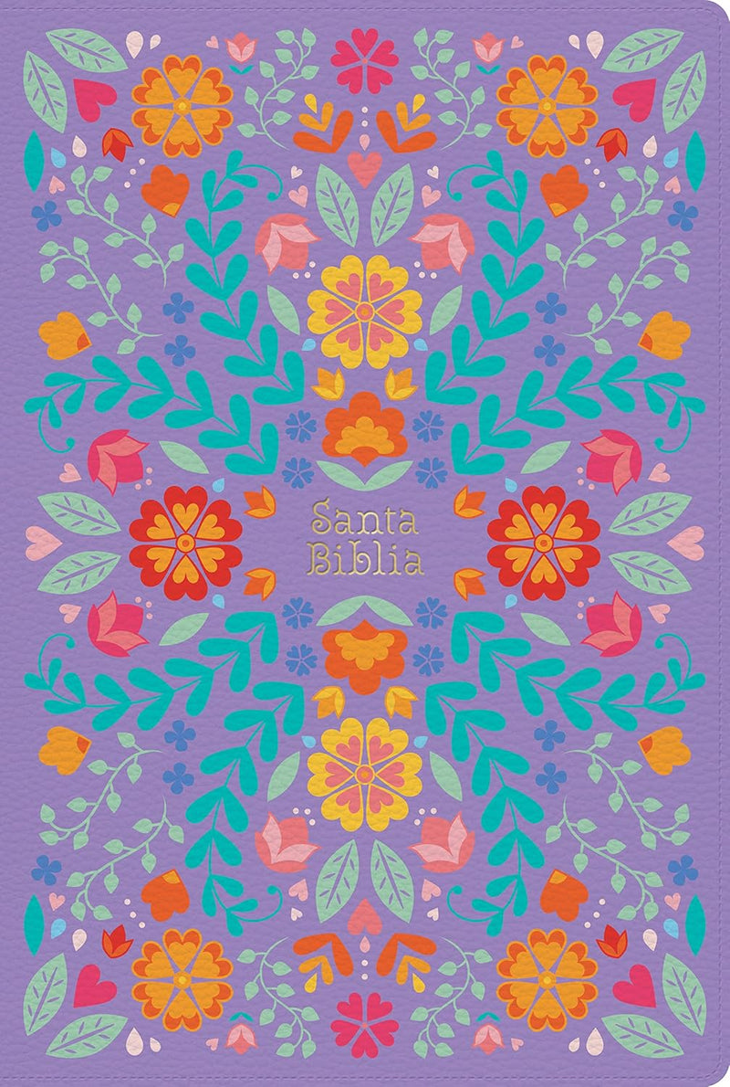Cargue la imagen en el visor de la galería, Biblia RVR 1960 Letra Gigante, símil piel lila floreada
