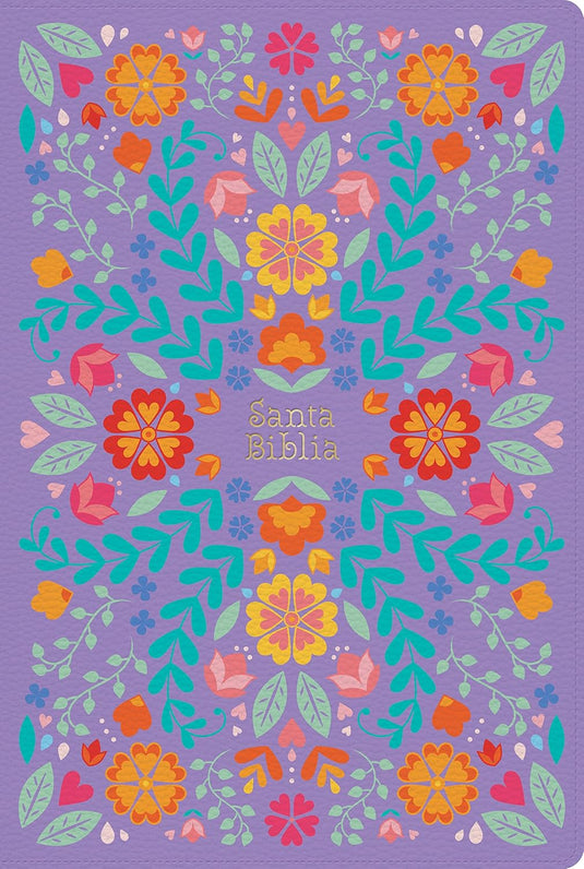Biblia RVR 1960 Letra Gigante, símil piel lila floreada