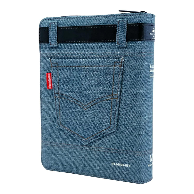 Cargue la imagen en el visor de la galería, Santa Biblia RVR60, Jean Cinturón azul, Cierre Zipper
